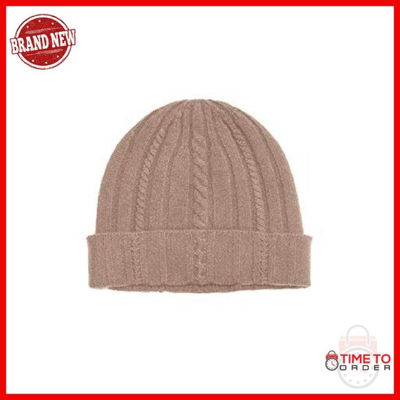 Unisex 100% Pure Cashmere Cable Knit Foldover Beanie Winter Hat